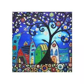 Алмазная мозаика MAZARI Сказочный городок 30х30см частичная выкладка, стразы разного размера
