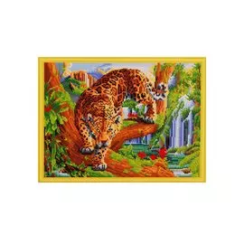 Алмазная мозаика на подрамнике «Гепард на ветке», 40х50 см