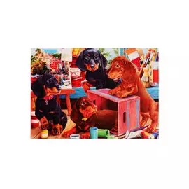 Алмазная мозаика на подрамнике "Игривые таксы", 30 х 40 см