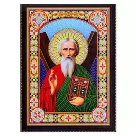 Алмазная мозаика на подрамнике "Икона Андрея Первозванного", 30 х 40 см, блестящая, с частичным заполнением