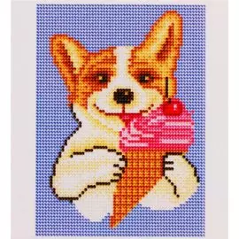 Алмазная мозаика ТМ Рыжий кот (класс) 17х22см (14цв.) Корги с мороженым AC17063