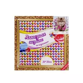 Алмазная мозаика на подрамнике "Кот в цветах"