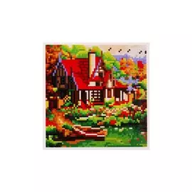 Алмазная мозаика на подрамнике "Красивый дом у озера", 20 х 20 см