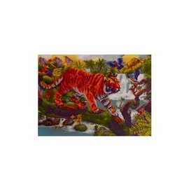 Алмазная мозаика на подрамнике "Красивый тигр в джунглях", 40х50 см