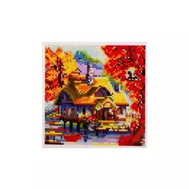 Алмазная мозаика на подрамнике "Норвежский домик в лесу", 20 х 20 см
