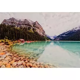 Алмазная мозаика на подрамнике "Прозрачное озеро у гор", 30х40 см