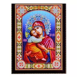 Алмазная мозаика на подрамнике "Владимирская Икона Божией Матери", 30 х 40 см, блестящая, с частичным заполнением