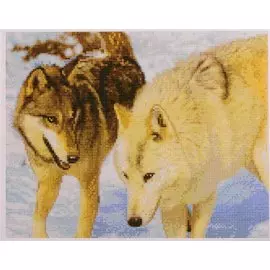 Алмазная мозаика на подрамнике "Волки в лесу", 40х50 см