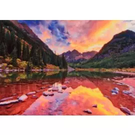Алмазная мозаика на подрамнике "Закат в горах", 30х40 см