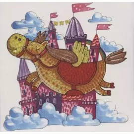 Алмазная мозаика "Открытка своими руками. Пони-Пегас", 15х15 см