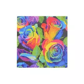 Алмазная мозаика "Радужные яркие розы", 30 х 30 см (с полным заполнением стразами)