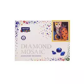 Алмазная мозаика "Сказочный кот 2", 40х50 см, 1 дизайн, частичная выкладка, стразы разного размера