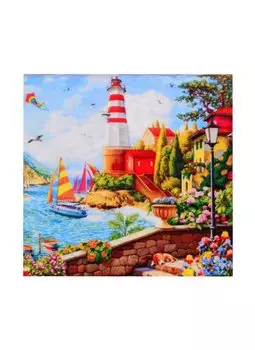 Алмазная мозаика квадратная 20x20 (класс.) с подр.,полн.зап.(25 цв.) Яркий летний день у моря (Арт. F2-014)