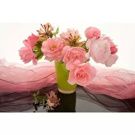 Алмазная мозаика ТМ Рыжий кот (блест.) 22х32см, с полн.заполн.(23цв.) Розовый букет в зеленой вазе AS22070)