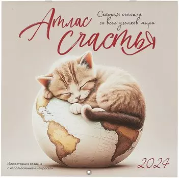 Атлас счастья. Календарь настенный на 2024 год (300х300 мм)