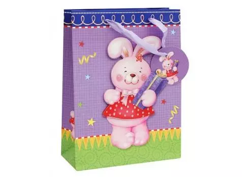Пакет А5 24*18*8 "Розовый зайка" дет., бум.мат.ламинат