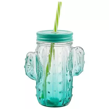 Баночка с трубочкой «Кактус» , 450 мл