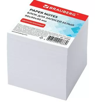 Блок-куб 90*90*90 белый непроклеенный, белизна 95-98%, BRAUBERG