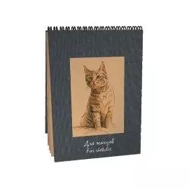 Блокнот для эскизов А5 50л "Собачка/Котенок" бумага крафт, спираль, Гознак