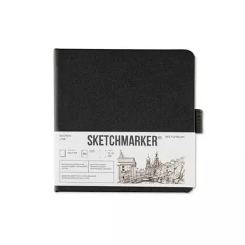 Блокнот для зарисовок12*12см 80л "Sketchmarker Domino" 140г/м2, 7БЦ, черно-белый