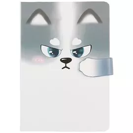 Блокнот с фигурной магнитной застежкой-лапкой Мордочка собачки (256стр) (13х19)