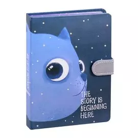 Блокнот с магнитной застежкой "Кот и космос The story is beginning here", 256 страниц, 13 x 19 см
