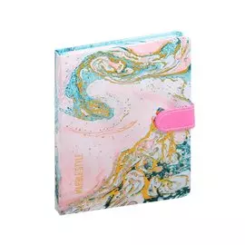 Блокнот с магнитной застежкой "Marble style", розовый с бирюзовым, 256 страниц, 13 x 19 см