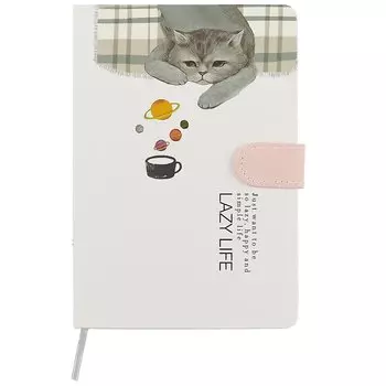 Блокнот с магнитной застёжкой «Кот. Lazy life», 256 страниц, А5