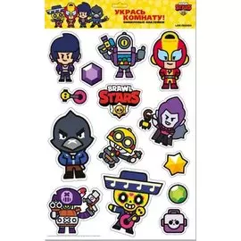 Интерьерные наклейки. Brawl Stars Ворон, Биби, Рико, Дэррил, Карл, Мортис, Макс и Поко. NA0002
