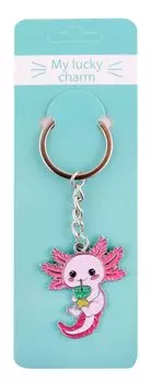 Брелок Аксолотль с bubble tea (металл) (4х5) (12-07150-ACL1)
