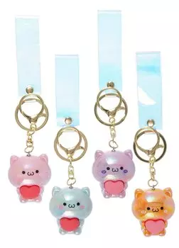 Брелок Котик с сердцем перламутровый (ПВХ) (5см) (12-05149-A020)