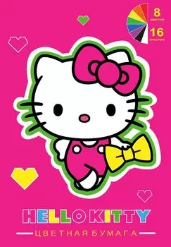 Бумага цветная Hello Kitty Neon, односторонняя 8 цветов А4 16 листов