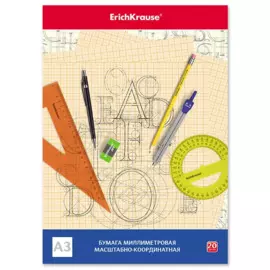 Бумага миллиметровая А3 20л карт.папка, ErichKrause