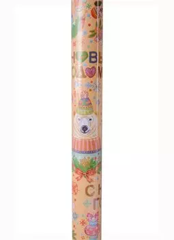 Бумага упаковочная 70*100 "Белый мишка" мел., инд.уп