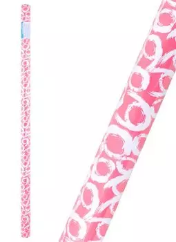 Бумага упаковочная 70*100см "Белое на розовом" супергладкая, инд.уп.