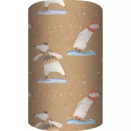 Бумага упаковочная 70*100см "Белые мишки" крафт, инд.уп.