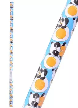 Бумага упаковочная 70*100см "Cute pandas" суперглад., инд.уп.