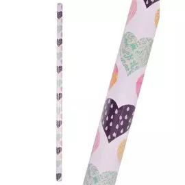 Бумага упаковочная 70*100см "Сердца" суперглад., инд.уп., ассорт