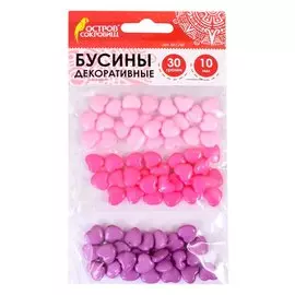 Бусины декоративные Сердце (10 мм) (30 г) (3+) (661240) (упаковка) (Остров сокровищ)