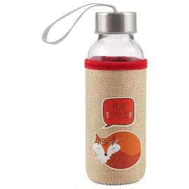 Бутылка в чехле джут Лиса Fox style (стекло) (300мл)