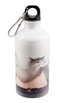 Бутылка с карабином СПб Кот, Дворцовый мост, Ростральные колонны (металл) (500мл)