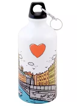 Бутылка с карабином СПб Я люблю Петербург (металл) (500мл)