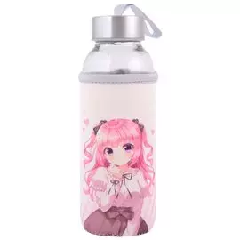 Бутылка в чехле Аниме Девушка с бантиком (Сёдзё) (цветная) (стекло) (300мл)