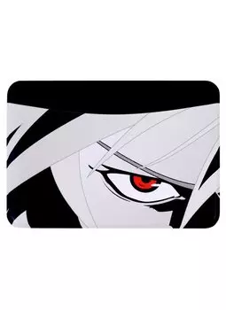 Чехол для карточек горизонтальный Аниме Парень красный взгляд (ч/б)