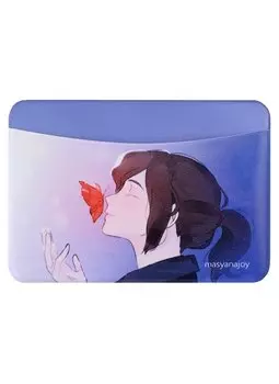 Чехол для карточек горизонтальный Аниме Синтонимы Персонаж с бабочкой (цветной) (Медина Мирай) (ДКГ2022-115)