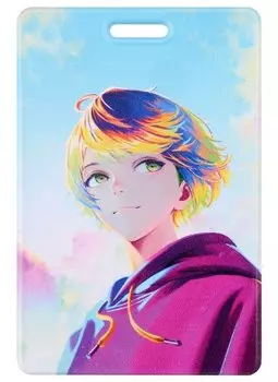 Чехол для карточек вертикальный Аниме Синтонимы Персонаж на фоне неба (цветной) (Медина Мирай) (ДК2022-421)