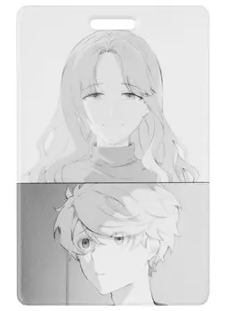 Чехол для карточек вертикальный Аниме Синтонимы Два персонажа (ч/б) (Медина Мирай) (ДК2022-423)