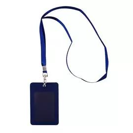 Чехол для пропуска на ленте, синий, 10.5 х 7 см