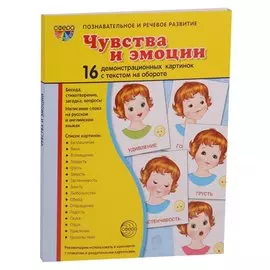 Дем. картинки СУПЕР Чувства и эмоции. 16 раздаточных карточек с текстом (63х87мм)