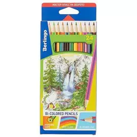 Карандаши цветные Berlingo, двухцветные 24 цвета 12 штук